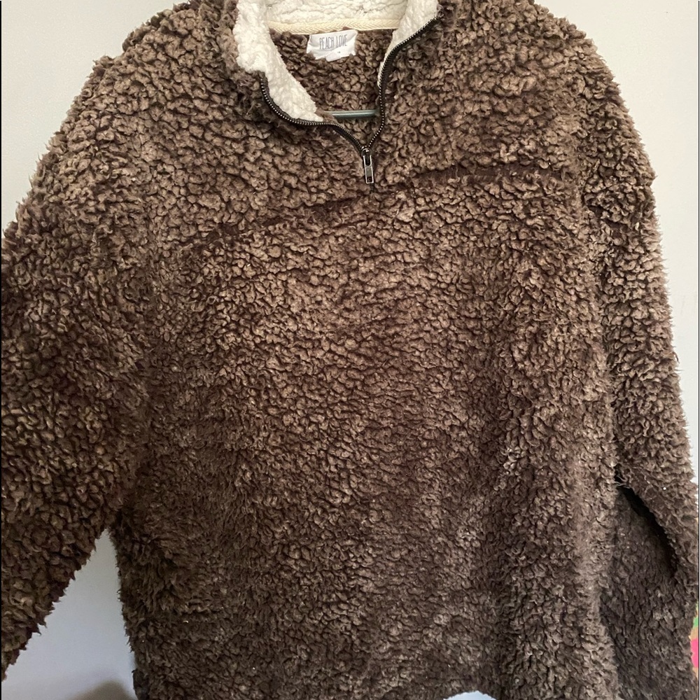 Peach Love brand fuzzy pullover